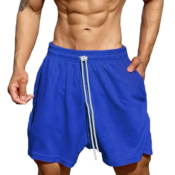 FAIWAD Men's Gym Workout Shorts Loose Drawstring Golf Shorts Solid Color Comfy Casual Sweatpants with Pockets