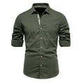thumbnail image 1 of FAIWAD Men's Long Sleeve Cotton Shirts Loose Solid Color Lapel Button Down Casual Shirt Tops, 1 of 5