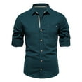 thumbnail image 1 of FAIWAD Men's Long Sleeve Cotton Shirts Loose Solid Color Lapel Button Down Casual Shirt Tops, 1 of 5