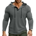 thumbnail image 1 of FAIWAD Men's Long Sleeve Shirts Drawstring Button up Plus Size Hoodies Casual Athletic Work Tops, 1 of 8