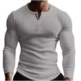 thumbnail image 1 of FAIWAD Men's Long Sleeve Shirts Round Neck Stretch Ribbed Casual Basic Tops Slim Lightweight Tops, 1 of 5
