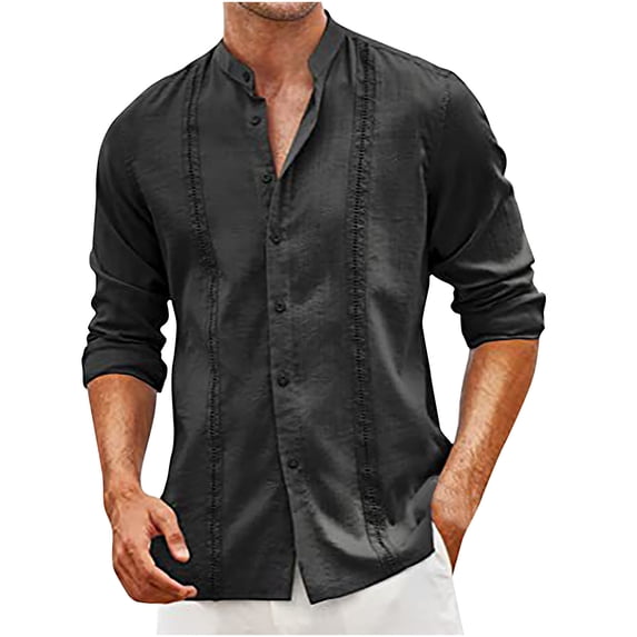 FAIWAD Men's Shirts Button Down Roll Up Sleeve Shirt Collared Summer Beach Breathable Tops