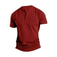 thumbnail image 1 of FAIWAD Men's Short Sleeve Shirts Button Casual Slim Mock Neck Basic Tees Summer Solid Color Workout Tops, 1 of 8
