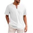 thumbnail image 1 of FAIWAD Men's Summer Cotton Shirt Short Sleeve V Neck Tees Beach Casual Comfy Breathable Blouse Tops, 1 of 5