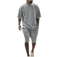 thumbnail image 1 of FAIWAD Mens 2 Piece Summer Tracksuits Short Sleeve Drop Shoulder Tops and Loose Shorts Casual Athletic Outfits, 1 of 8