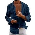 thumbnail image 1 of FAIWAD Mens Summer Cotton Linen Shirts Long Sleeve Lightweight Casual Tops Loose Button Up Tee Blouse, 1 of 6