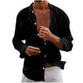 thumbnail image 1 of FAIWAD Mens Summer Cotton Linen Shirts Long Sleeve Lightweight Casual Tops Loose Button Up Tee Blouse, 1 of 6