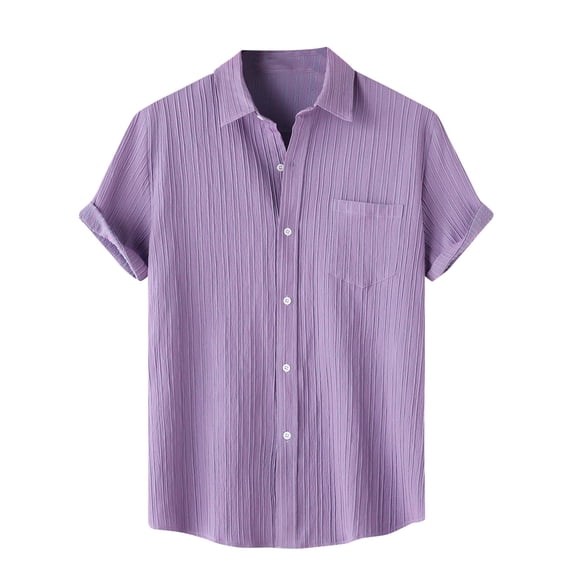 FAIWAD Mens Button Up Shirts Casual V Neck Short Sleeve Blouse Casual Loose Office Work Tunic Tops