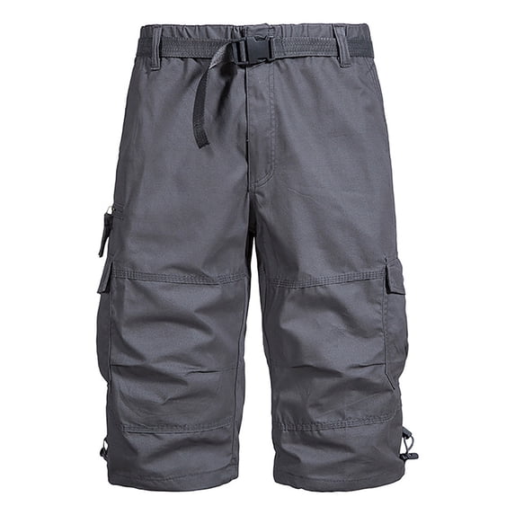 FAIWAD Mens Cotton Cargo Shorts Casual Breathable Straight Leg Shorts Elastic Waist Summer Workout Short Pants