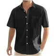 thumbnail image 1 of FAIWAD Mens Cotton Linen Shirts Button Down Short Sleeve T-Shirts Summer Casual Basic Beach Tops with Pocket, 1 of 5