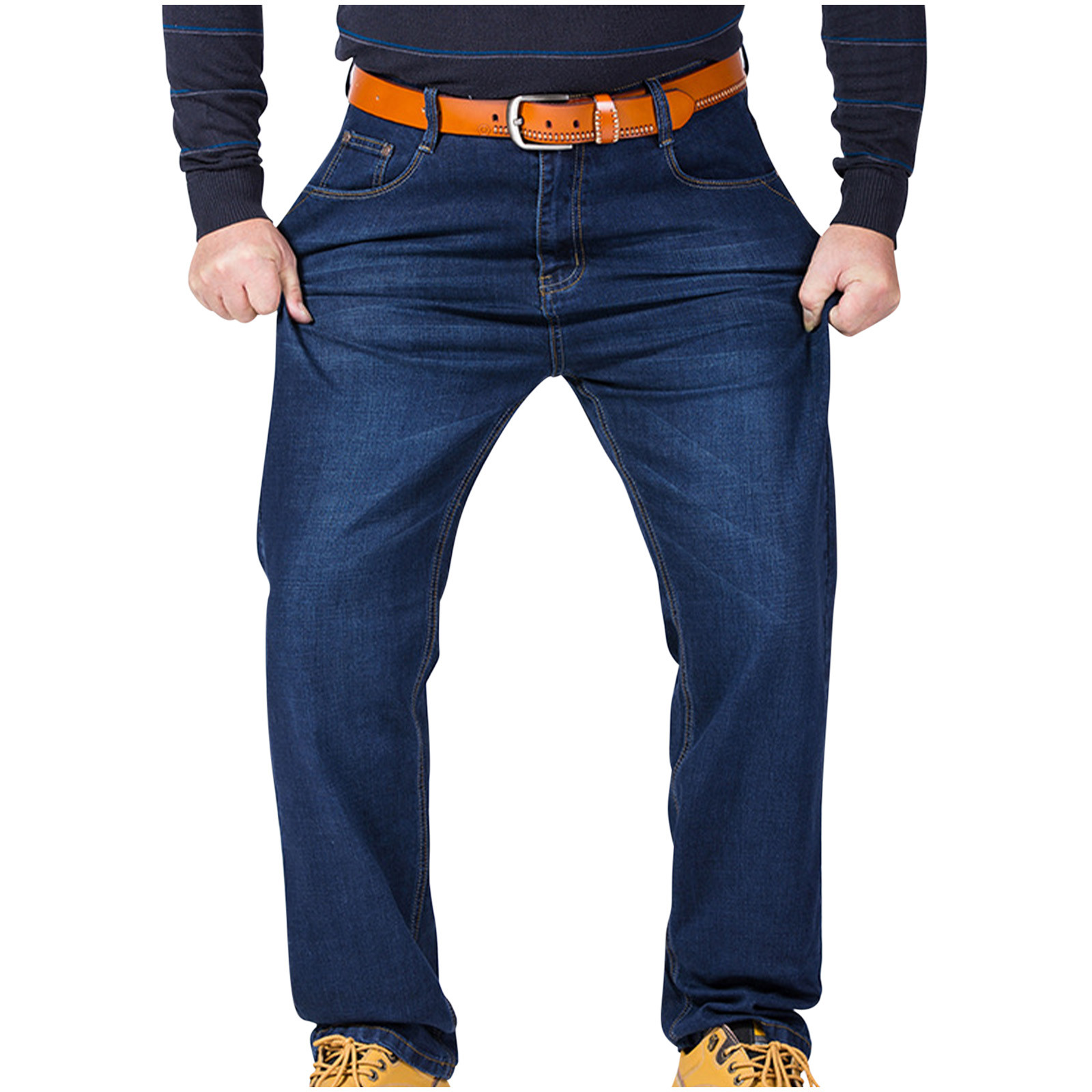 FAIWAD Mens High Waist Jeans High Waist Straight Denim Pants Zipper ...