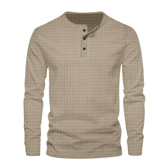 FAIWAD Mens Long Sleeve Tunic Tops Long Sleeve Round Neck Casual Shirts Basic Solid Color Lightweight Pullover Tops