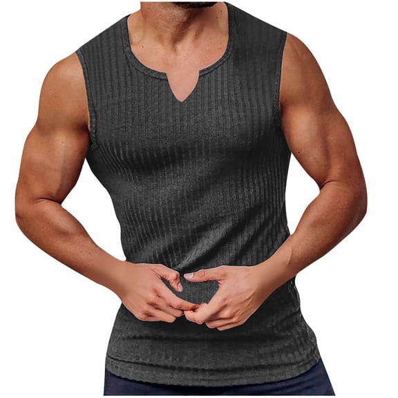 FAIWAD Mens Ribbed Tank Tops Summer Sleeveless V Neck Casual Basic T-Shirts Summer Going Out Tops