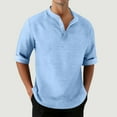 thumbnail image 1 of FAIWAD Mens Shirts Casual 3/4 SleeveButton Up Casual Stylish T-Shirt Lightweight Beach Yoga Plain Tops, 1 of 8