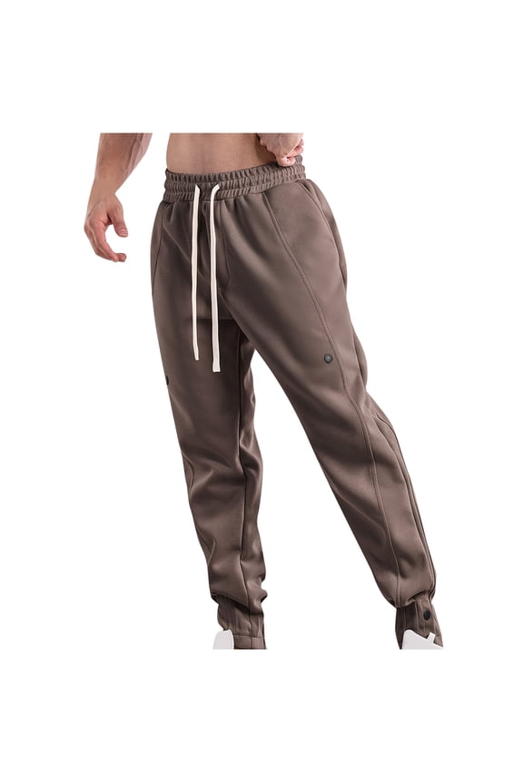 Mens Sweatpants Elastic High Waist Drawstring Workout Joggers Pants Button up Outdoor Trousers