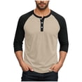 thumbnail image 1 of FAIWAD Mens T-Shirt Casual 3/4 Sleeve Crew Neck Button Up Tops Trendy Sports Athletic Tshirts, 1 of 8