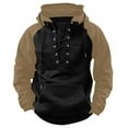 thumbnail image 1 of FAIWAD Mens Vintage Hoodies Retro Lace Up Long Sleeve Sweatshirts with Pocket Casual Outdoor Sports Workout Tops, 1 of 6
