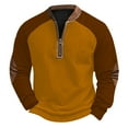 thumbnail image 1 of FAIWAD Mens Vintage Sweatshirt Casual Color Block Quarter Zip Pullover Patchwork Long Sleeve Outdoor Athletic Tops, 1 of 3