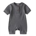 thumbnail image 1 of FAIWAD Newborn Baby Boys Girls Romper Ribbed Bodysuits Long Sleeve Button Down Loose Jumpsuit, 1 of 7