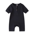 thumbnail image 1 of FAIWAD Newborn Baby Boys Girls Romper Ribbed Bodysuits Long Sleeve Button Down Loose Jumpsuit, 1 of 7