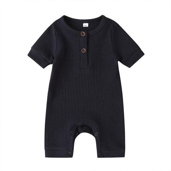 FAIWAD Newborn Baby Boys Girls Romper Ribbed Bodysuits Long Sleeve Button Down Loose Jumpsuit
