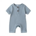 thumbnail image 1 of FAIWAD Newborn Baby Boys Girls Romper Ribbed Bodysuits Long Sleeve Button Down Loose Jumpsuit, 1 of 7