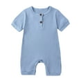 thumbnail image 1 of FAIWAD Newborn Baby Boys Girls Romper Ribbed Bodysuits Long Sleeve Button Down Loose Jumpsuit, 1 of 7