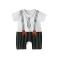 thumbnail image 1 of FAIWAD Newborn Baby Boys Jumpsuit Outfits Short Sleeve Bow Print Bodysuit Button Open Crotch Comfy Romper, 1 of 4