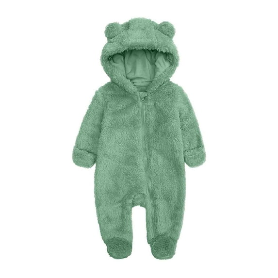 FAIWAD Newborn Baby Fleece Footie Snowsuit Unisex Winter Warm Thicken Zip Up Hooded Outfits for Girls Boys