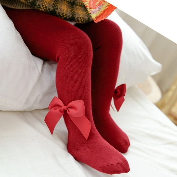 FAIWAD Newborn Baby Girls Tights Infant Toddler Stretchy Knit Stockings with Bowknot Soft Breathable Footed Pantyhose