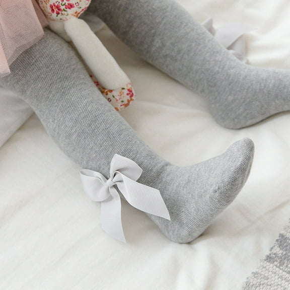 FAIWAD Newborn Baby Girls Tights Infant Toddler Stretchy Knit Stockings with Bowknot Soft Breathable Footed Pantyhose