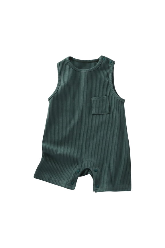 Newborn Summer Baby Boy Girl Rompers Sleeveless Button Up Bodysuit Breathable Cotton Jumpsuit Outfit Clothes