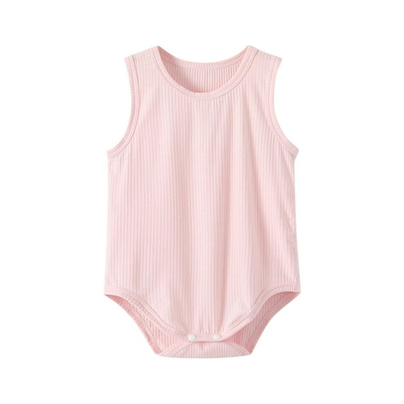 FAIWAD Newborn Summer Romper Baby Boy Girl Sleeveless Solid Color Bodysuit Unisex Infant Cotton Breathable Outfit, 0-2 Years