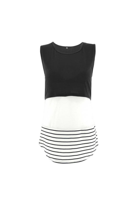Nursing Tank Tops for Breastfeeding Sleeveless Loose Striped Pullover Maternity Clothes for Women