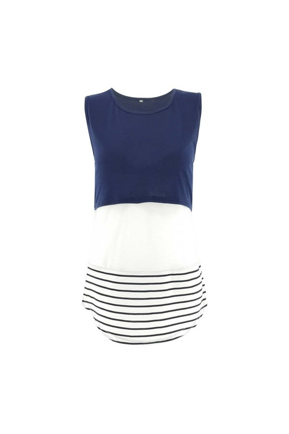 Nursing Tank Tops for Breastfeeding Sleeveless Loose Striped Pullover Maternity Clothes for Women