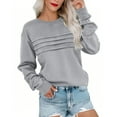 thumbnail image 1 of FAIWAD Oversized Sweatshirt for Women Crew Neck Long Sleeve Pleated Pullover Tops Dressy Casual Fall Winter Clothes, 1 of 6