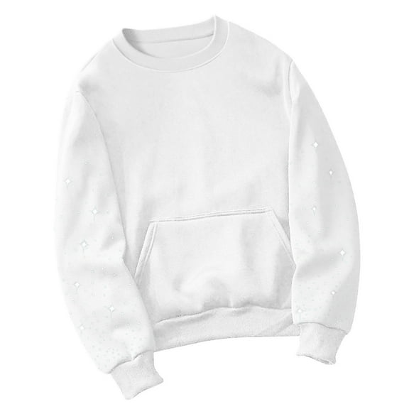 FAIWAD Oversized Sweatshirt for Women Sparkle Rhinestone Long Sleeve Pullover Casual Drop Shoulder Clothes Streetwear