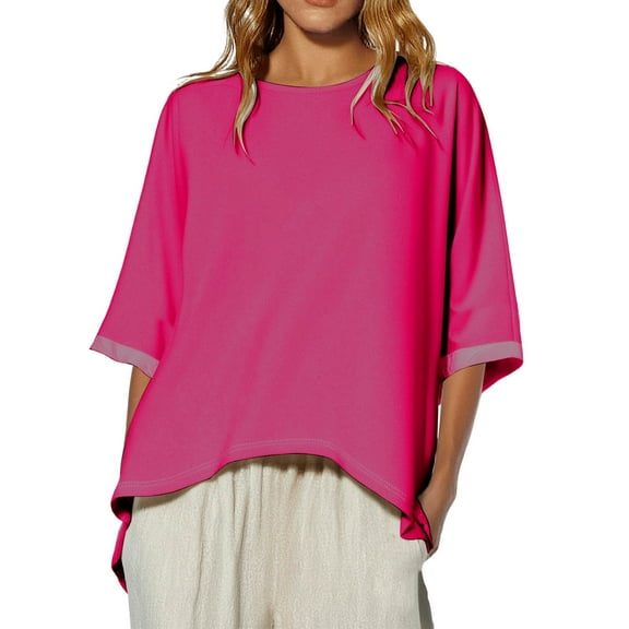 FAIWAD Oversized Tshirts for Women Dressy Casual Short Sleeve Crew Neck Tops Plus Size Casual Loose Blouses