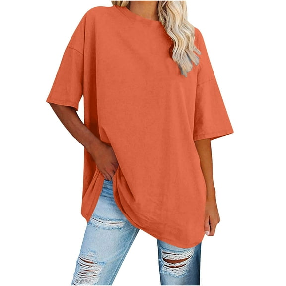 FAIWAD Oversized Tshirts for Women Short Sleeve Crew Neck Plus Size Summer Tops Casual Basic Workout Clothes