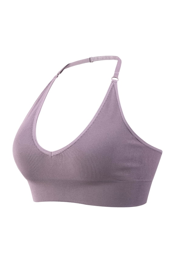 Padded Sports Bras for Women Running Backless Push Up Deep V Adjustable Workout Gym Yoga Bralettes