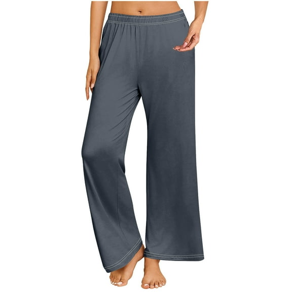 FAIWAD Pajama Pants for Women Plus Size Basic Soft Comfy Straight Leg Pant Loose Elastic Waist Sleepwear Bottom