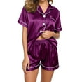 thumbnail image 1 of FAIWAD Pajama Set for Women's Short Sleeve Sleepwear Elastic Waist Shorts Outfits Lounge Button Down 2 Piece Sets, 1 of 4