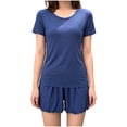 thumbnail image 1 of FAIWAD Pajama Sets for Women 2 Piece Short Sleeve Tops and Elastic Shorts Soft Lounge Home Wear, 1 of 6