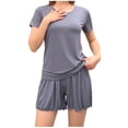 thumbnail image 1 of FAIWAD Pajama Sets for Women 2 Piece Short Sleeve Tops and Elastic Shorts Soft Lounge Home Wear, 1 of 6