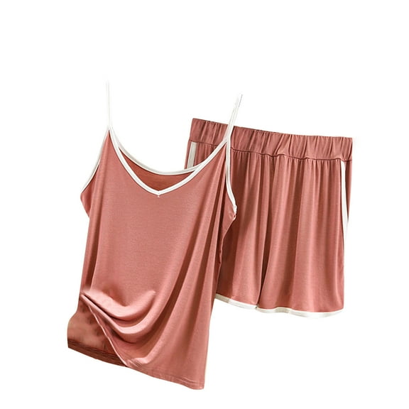 FAIWAD Pajamas Set Women's V-Neck Sleeveless Sleepwear 2 Piece Soft Cami Set with Short Pants Nightwear