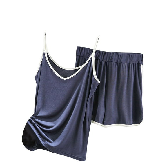 FAIWAD Pajamas Set Women's V-Neck Sleeveless Sleepwear 2 Piece Soft Cami Set with Short Pants Nightwear