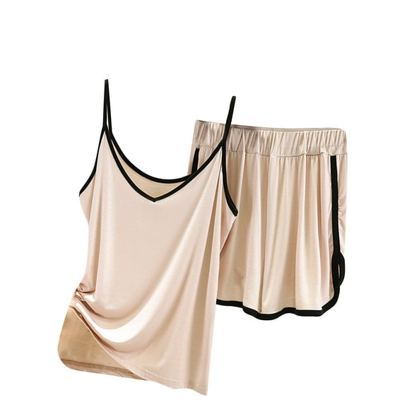 FAIWAD Pajamas Set Women's V-Neck Sleeveless Sleepwear 2 Piece Soft Cami Set with Short Pants Nightwear