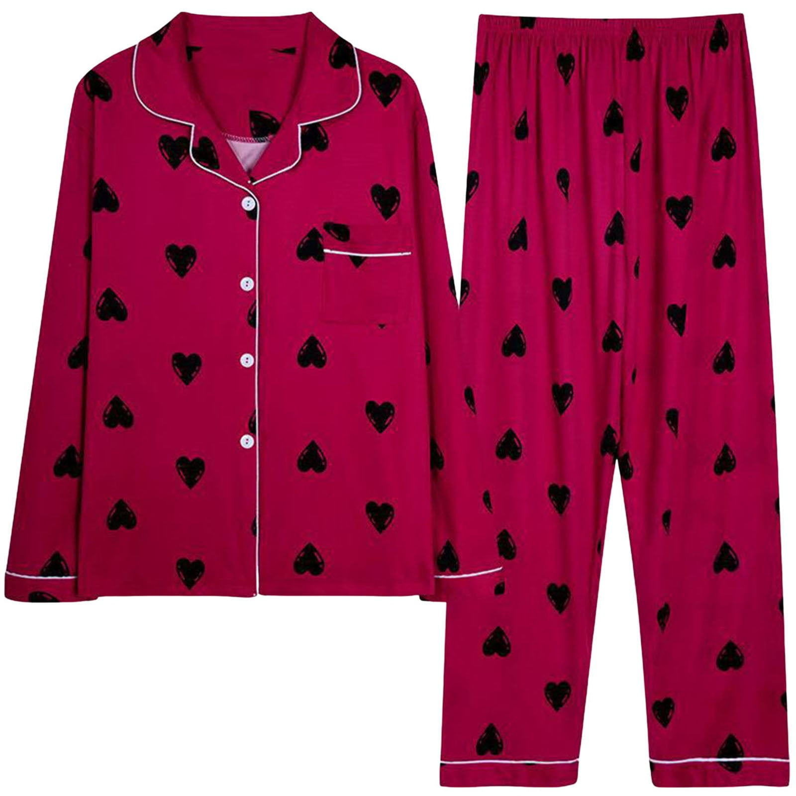 Pajamas for Women Set Casual Long Sleeve Soft Sleepwear Pjs Button Down Nightwear with Pants Cute Loungewear Outfits