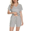 thumbnail image 1 of FAIWAD Pajamas for Women Short Sleeve V-Neck Top and Shorts Button Up Sleepwear with Pockets Girls Home Loungewear Sets, 1 of 7