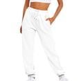 thumbnail image 1 of FAIWAD Pants for Women Solid Color Drawstring Jogger Trousers with Pocket Trendy Sport Sweatpants (XX-Large, White), 1 of 4